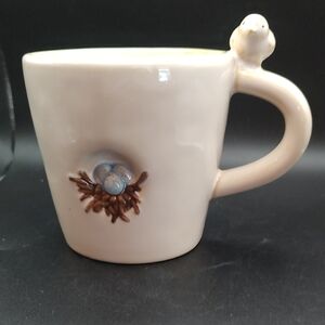 Pottery Barn Bird & Nest Cream Ceramic Coffee Mug
